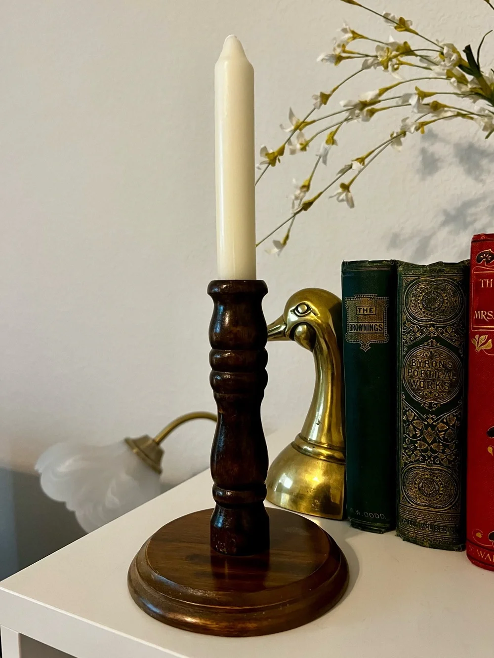Vintage Turned Wood Candlestick Holder